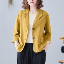 여성 코 튼 린 넨 캐주얼 블레 이저 자 켓 새로운 도착 가을 빈티지 스타일 모든 일치 솔리드 컬러 숙 녀 아우터 코트 B1124