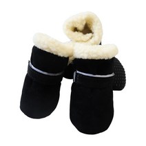 강아지신발 안벗겨지는강아지신발소형견 강아지양말 반려견신발 강아지신발크록스 애견털부츠4 pcs 두꺼운 따뜻한 방수 겨울 애완 동물 강아지 신발 작은 개를위한 미끄럼 방지 장화 발, XL, 검은 색