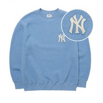 MLB 로고 베이직 후리스 오버핏 맨투맨 NY L Blue