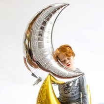 [지호] S_우주풍선 모음 /대형 입체 우주풍선 /UFO풍선/로켓풍선/지구풍선/우주풍선, S_대형 초승달풍선_실버
