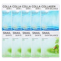 수미 마스크팩 달팽이 5장+콜라겐 5장 에센스 일회용 고보습 고수분 영양 피부 진정 쿨링 여드름, 단품, 단품