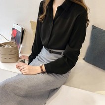 세컨핑크 줄리엣 히든 노버튼 베이직 봄 가을 블라우스