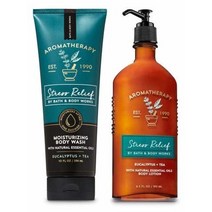 Bath and Body Works 아로마테라피 스트레스 완화 유칼립투스 티 선물 세트 바디 로션 184.3g(6.5온스) 및 모이스처라이징 바디 워시 283.5g(10온스)