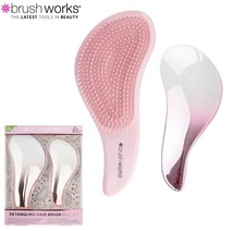 Brushworks 브러쉬웍스 영국 디탱글러 비건 브러시 듀오 세트