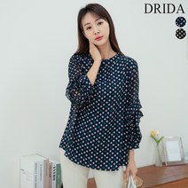 드리다 엄마옷 여자 봄 여름 프린팅 빅사이즈 쉬폰 프릴 블라우스 50-60대 중년 여성 하객 출근 옷선물