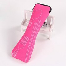 수저세트 지퍼 여행 칼 붙이 키트 케이스로 빨 수있는 1pc 식기 가방 캠핑 가정용, 로즈 레드