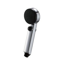 SANEI 스톱 샤워 헤드 절수 40% 어댑터 부착 전면 도금 후면 블랙 PS3253-80XA-CD 실버