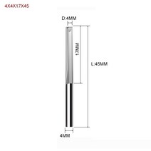 CNC조각기 각인기1개 3.175mm 4mm 6mm 8mm 2 개의 플루트 스트레이트 슬롯 엔드 밀링 커터 목재 CNC 조각, 19 4X4X17X45