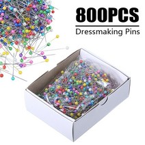 시침핀 800pcs 라운드 양재 핀 믹스 컬러 진주 라운드 헤드 꽃집 바느질 핀 diy 바느질 위치 핀 웨딩 부케 장식, 없음