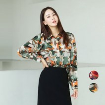 프롬코 자체제작 멀티 플라워 피치 새틴 퍼프 블라우스 FRC111
