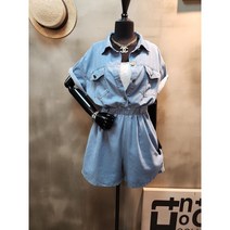 843 데님 반팔 반바지 점프수트