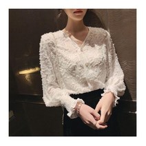 [루디아]당일출고 깃털 소매 주름 블라우스