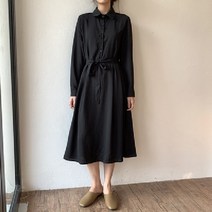 코스토프 귀여운 복고풍 베이스 단추 포인트 롱 원피스