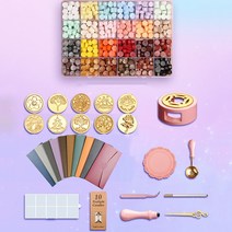 LOVFIR 실링왁스 입문 세트 청첩장 도장 다꾸 실링 왁스 도장 세트 24색 600p+ 10p실링왁스 스탬프 + 인장 + 엽서 + 캔들, 600p