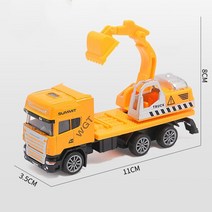 자전거트레일러 크레인 트레일러 견인 트럭 장난감 21CM 소리와 빛 합금 굴삭기 시멘트 믹서 다이캐스트, 06 Small no Light