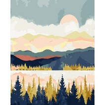 DIY 쉬운 명화 유화그리기 A-288 저멀리 일출 40x50 해바라기 그림 색칠하기 백드롭페인팅, 단품