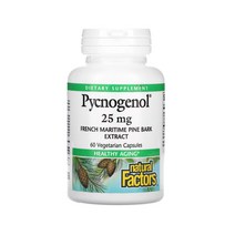내추럴팩터스 피크노제놀 프랑스 해안 소나무껍질 추출물 파인바크 25mg 프로시아니딘 60 베지캡슐 Pycnogenol pine bark Procyanidins