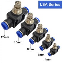 LSA 공압 피팅 조절 유량 제어 밸브 속도 조절 공기 압력 조절기 스로틀 퀵 릴리스 피팅 6 개, LSA4 (6PCS A Lot)