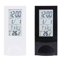 DYNN 투명 LCD 캘린더 온도 시계 탁상시계 투명시계 온도시계 CD시계 무소음시계 디지털시계 알람시계 인테리어시계 캘린더시계 W27F89B, 투명LCD캘린더온도시계-블랙