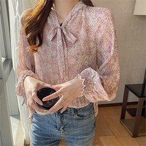 셀러허브 여성패션 [오노마] ONM 여성 루즈 핏 블라우스 샤랄라 플라워 셔츠 핑크