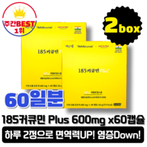 [본사정품][당일출고] 2세대 미쉘화 마이셀 185 커큐민 플러스 600mg x 60캡슐 2박스 면역력 체내 염증 완화 흡수율 455배 강황 수험생 영양제 부모님 오메가3 혜인서, 2박스(총 120캡슐), 2개, 60정