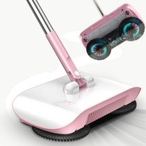 핸드 푸시 스위퍼 가정용 빗자루 쓰레받기 걸레질 올인원 걸레 스위퍼 Hand push sweeper broom dustpan and mopping machine, pink