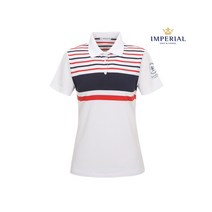 임페리얼 여성 스트라이프 반팔 카라티셔츠 화이트 P0A122231