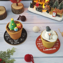 엘로코 크리스마스 눈사람 트리 슈가 클레이 화분 컵케이크 만들기 1인 세트 (잼1개포함상품), 1. 눈사람 슈가 화분케이크 만들기 1인