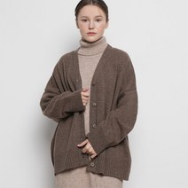우먼 데이 클래식 램스울 가디건 브라운