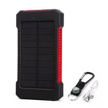 태양광 보조배터리 태양 보조베터리 20000mAh 외부 배터리 빠른 충전 방수 SOS 손전등 케이블, [01] 20000mah, [03] 빨간