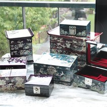 자개보석함 자개함 나전칠기보석함 외국인선물, T9로렌3호자개보석함(크림슨로즈):선물포장X