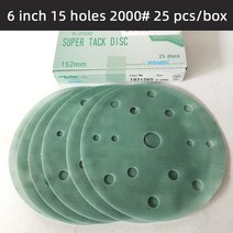 일본 KOVAX 6 인치 15 홀 사포 라운드 드라이 그라인딩 및 폴리싱 자동차 연마재 3000 # 쿠션 패드와 함께 사용 25 개, 2000 Grit 25 pcs
