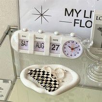 탁상시계 이케아 알람시계 다이소 모던하우스 플립시계 인테리어 미드센츄리모던 레트로 모던 테이블시계, 화이트