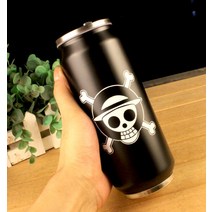 레트로 독특한 원피스 슈프림 스테인레스 텀블러, 검은 해골 (500ML)