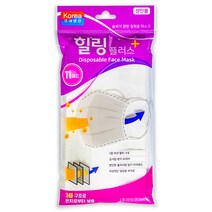 힐링플러스 마스크 화이트 성인용11매 국내산 1회용마스크, 100개, 11매입