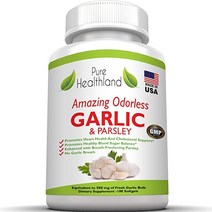 놀라운 무취 마늘과 파슬리는 남성과 여성을 위한 소프트젤을 보충합니다. 500mg 신선한 마늘 구근과 동일합니다. 최고의 마늘 알약. 부추 속 사티붐. 미국산