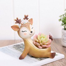 ROOGO 루고 행복한 꽃사슴 화분 나비야 안녕