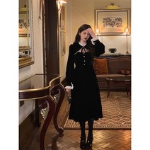 블랙 벨벳 레이스 프렌치 원피스 이너 스커트 레깅스 드레스