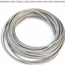 와이어로프스테인레스 스틸 와이어 로프 케이블 1 m 1.2mm 2m 3mm 4mm 6mm PVC 플라스틱 코팅, 02 1.2mm
