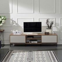 케이컴퍼니 이음1800거실장(선반2칸형-철재다리) K1800-IN-S2, 멀바우연그레이