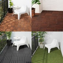 이케아 RUNNEN 룬넨 조립마루 야외용 데크, 9개입, 브라운 304.004.45