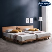 잉글랜더 마네 호텔 트윈 침대+협탁1EA(Sweet Slumber 포켓 매트-SS+SS), 매트포함(SS+SS)+협탁, 그레이+매트(라이트그레이)