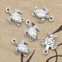 커먼머스크 터틀 톡토기 소라게 렉사 달팽이 매력 거북이 바다 16x12mm 골동품 청동 실버 컬러 펜던트 DIY, 03 앤틱 실버 도금