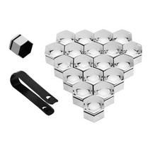자동차 차량용 볼트 너트 자동차 휠 너트 캡 보호 커버 22mm 20 개 녹슬지 않는 허브 나사 타이어 외부 장, 02 Silver_01 22mm