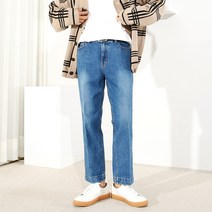 남자 세미 와이드 일자 핏 레직기 데님 슬랙스 9부 청바지