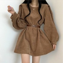[예쁨시전] 여성 하이콜드 프렌치 코듀로이 원피스