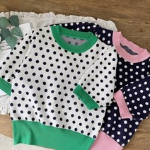 브이와이 여성 콘트라스트 도트패턴 반소매 슬림 니트