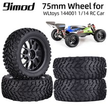 9imod-75mm 고무 오프로드 버기 RC 휠 12mm 육각 타이어 4 개 144001 MN99S MN90 MN86 1/14 레이싱 카 업, 한개옵션0