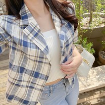 블랙홀제이 여성용 베리타 린넨 체크 자켓 (2color)