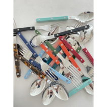 사브르 비스트로 티스푼 + 케이크 포크 세트, 오렌지, 티스푼 2p + 케이크 포크 2p